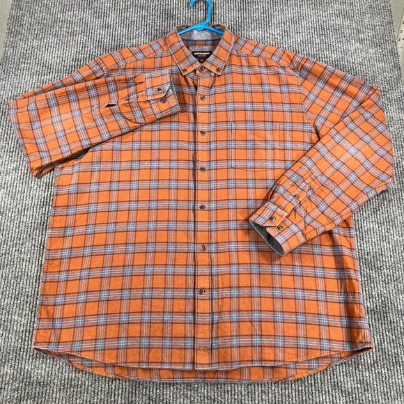 Johnston & Murphy Shirt Mens 2XL XXL Orange Plaid Long Sleeve Button Down Casual - Picture 3 of 14